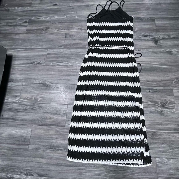 Beach Swim cover up Boho festival crochet maxi dress lined Spaghetti Strap Large - Picture 9 of 11